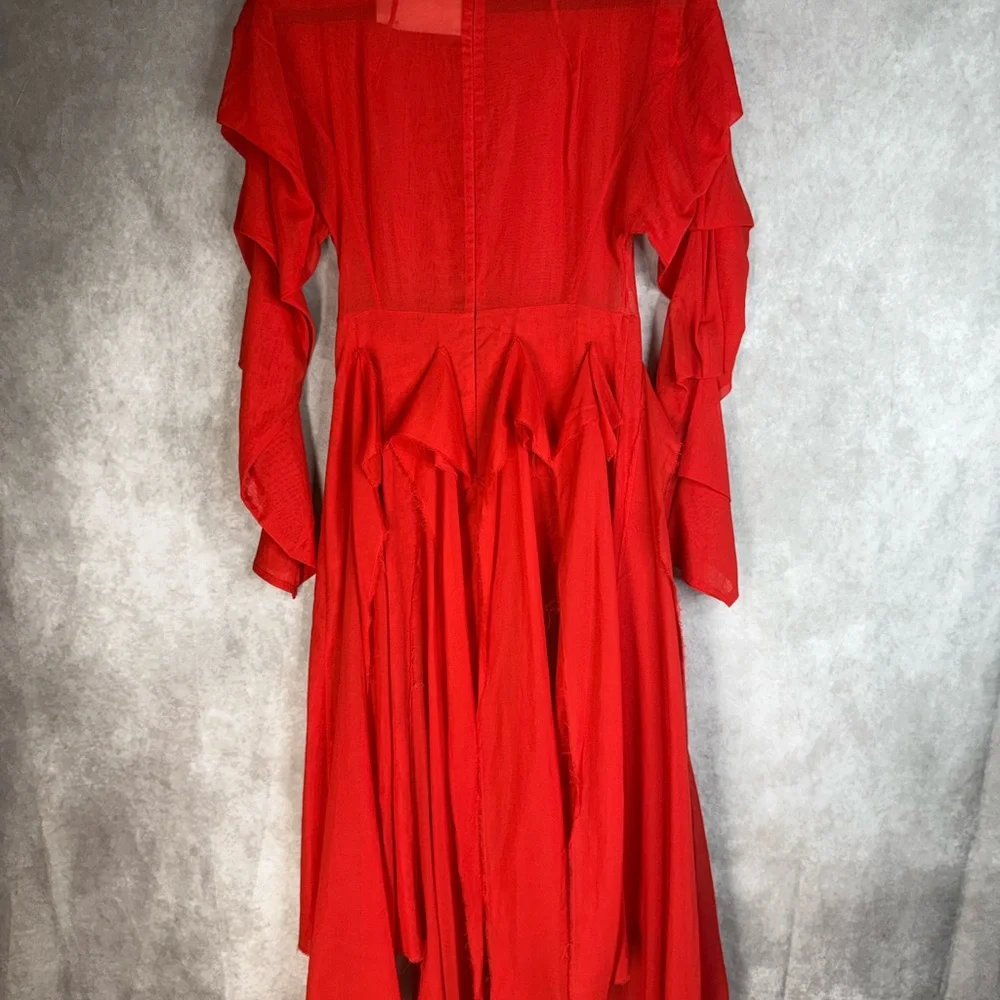 A.W.A.K.E. MODE Deconstructed Ruffled Midi Dress In Red Women's Size 36 US 4 - Picture 8 of 13